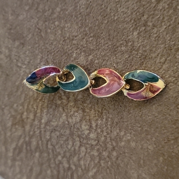 3/$30 VTG Estate Metal Enamel Link Dangle Post Earrings - Picture 2 of 6